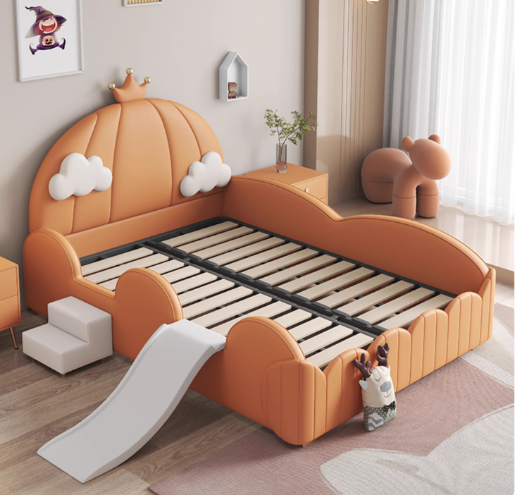 Pumpkin Carriage Princess Bed – Fairytale-Inspired Kids Bed with Royal Crown Design