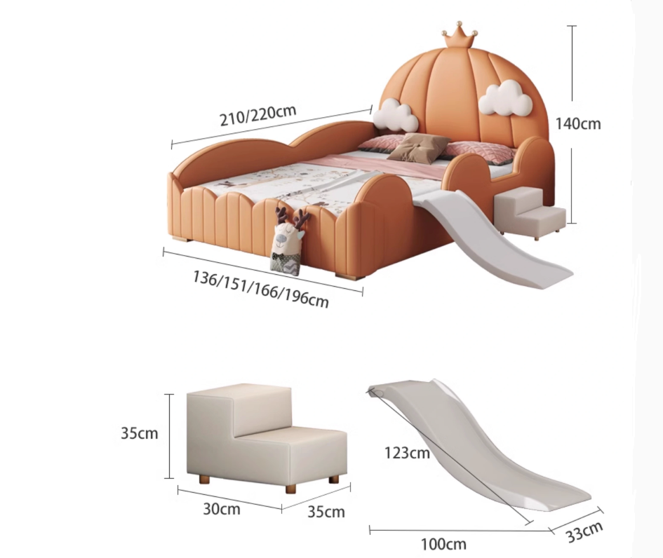 Pumpkin Carriage Princess Bed – Fairytale-Inspired Kids Bed with Royal Crown Design
