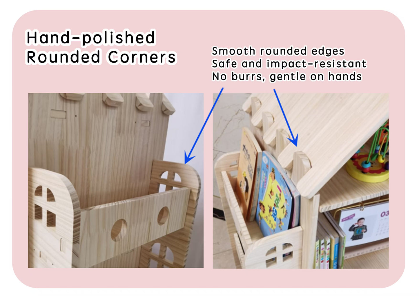 Premium Wooden Revolving Castle Bookshelf | 360° Rotating Storage