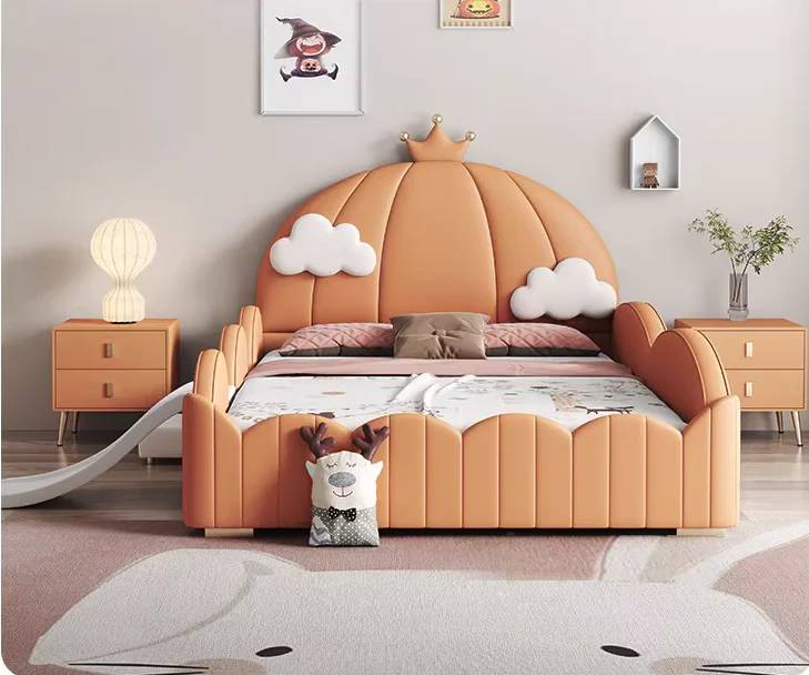 Pumpkin Carriage Princess Bed – Fairytale-Inspired Kids Bed with Royal Crown Design