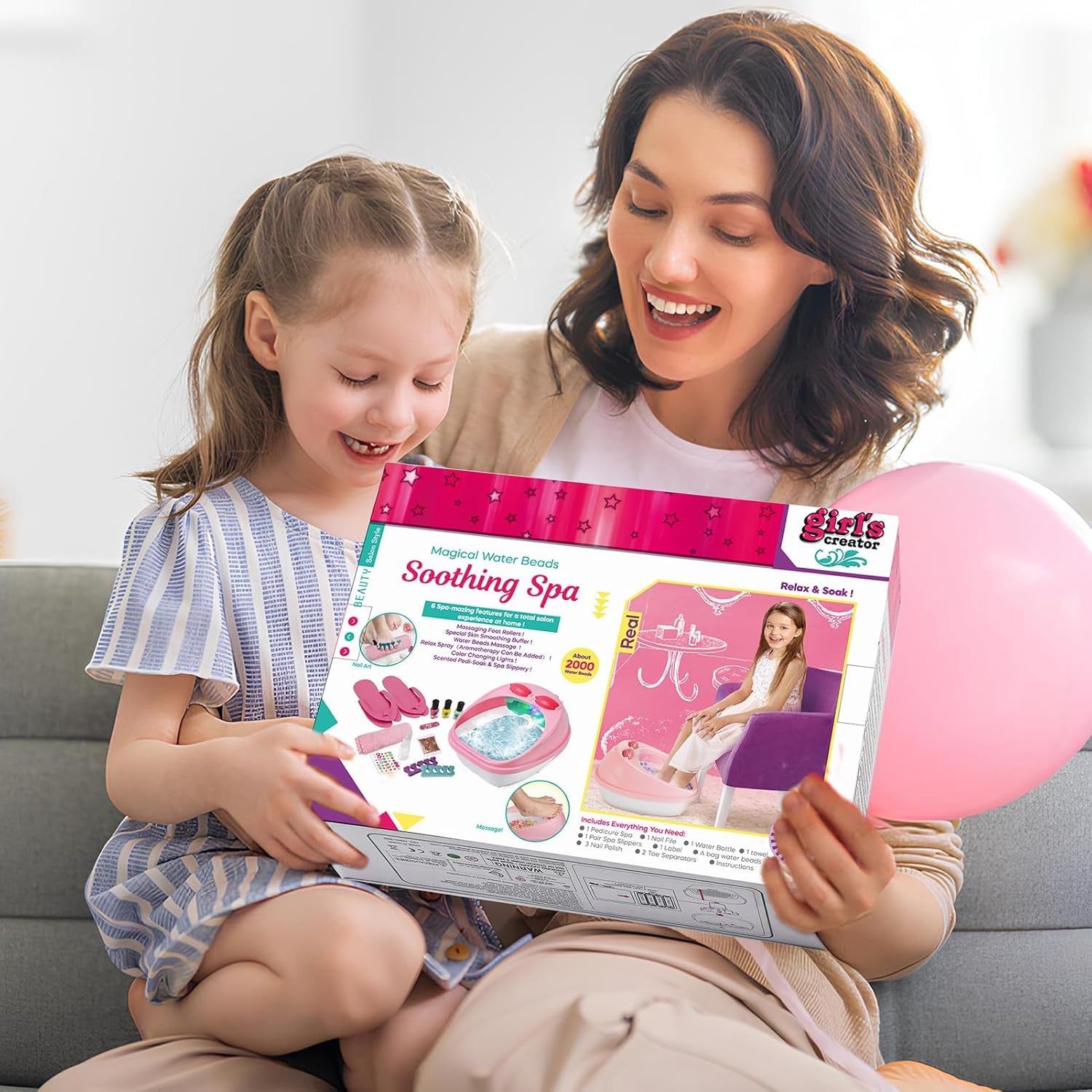 Kids Foot Spa & Nail Kit Set, Kids Spa Day Kit for Girls, Massage Foot Soak Tub and Nail Dryer, Toys Manicure Pedicure Art Salon Girl Gift for 5 6 7 8-12, Christmas Birthday Gifts for Kids