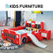 Red Racing Car Bed with Slide – Fun Kids Bed with Seat-Back Headboard & Nightstand