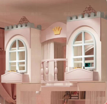 AAA+ Timber Luxury Princess Castle Bunk Bed with Slide DM-PCBB-150P