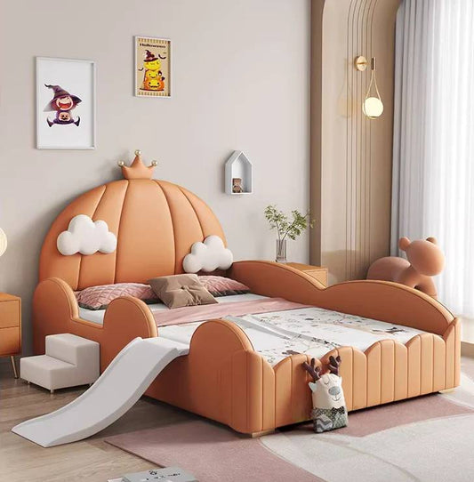 Pumpkin Carriage Princess Bed – Fairytale-Inspired Kids Bed with Royal Crown Design