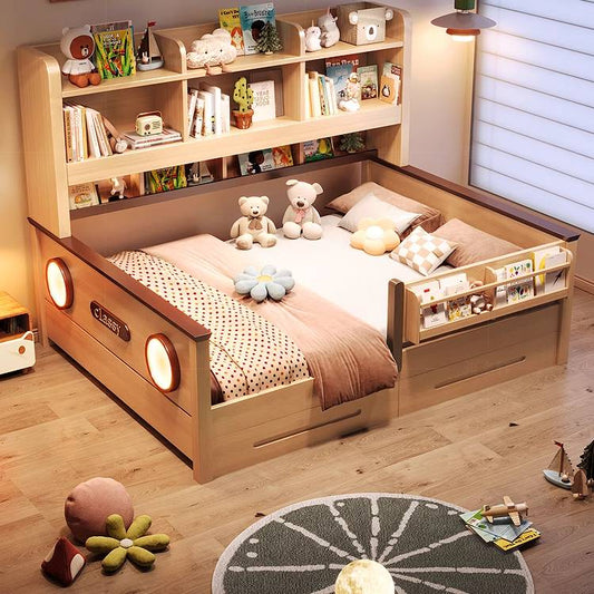 Classy Multi-Function Bed with Bookshelf Storage DM-TBS-120-W